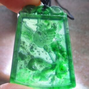 Icy Green Jade Pendant phoenix ruyi jadeite certificate